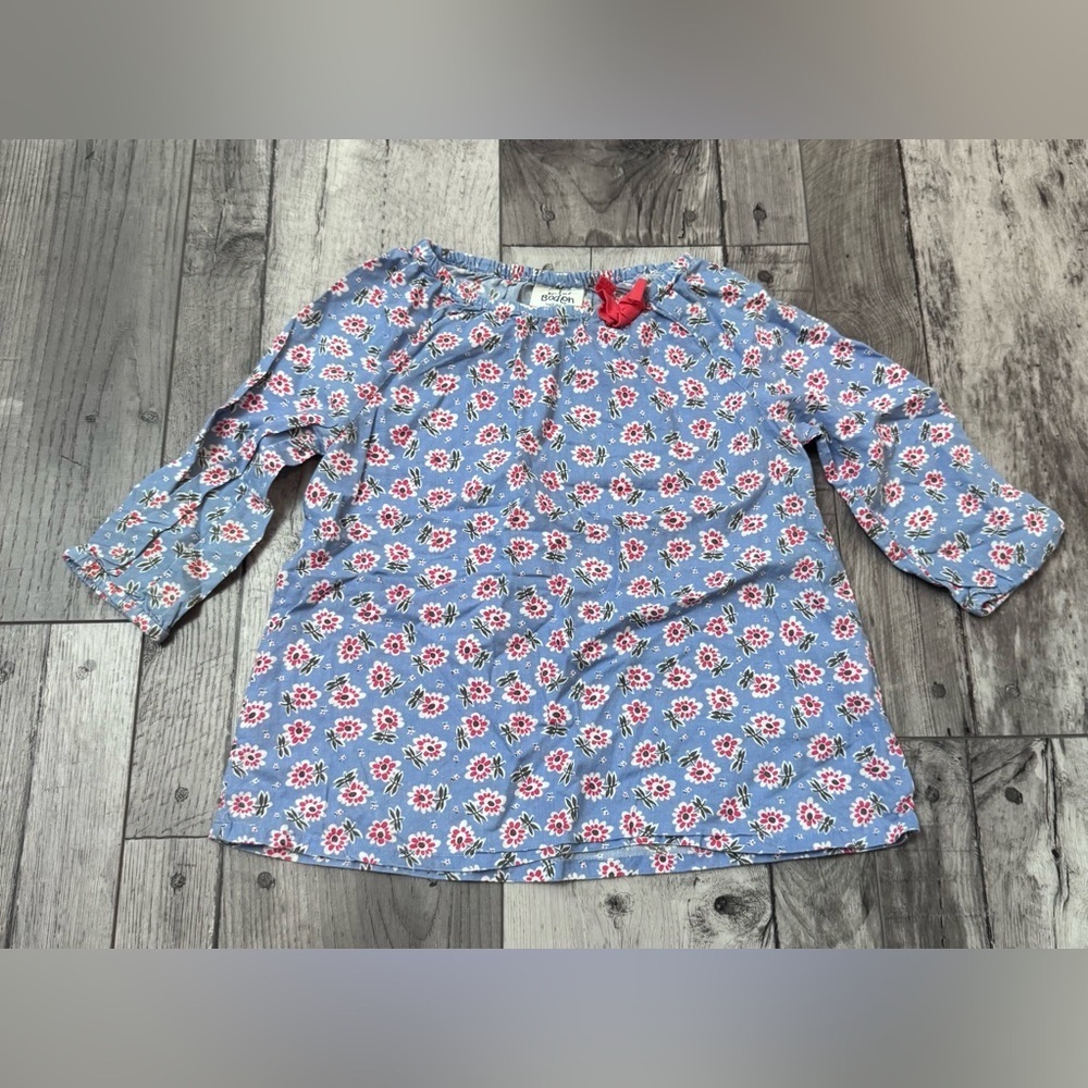 Mini Boden Lightweight Floral Long Sleeve Bow Shirt Dainty Feminine 5-6 Years